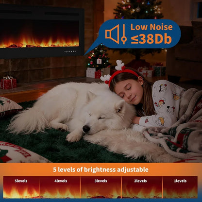 50-Inch Electric Fireplace Insert with Remote, 3 Heating Modes, 12 Flame Colors, Low Noise Wall Mounted