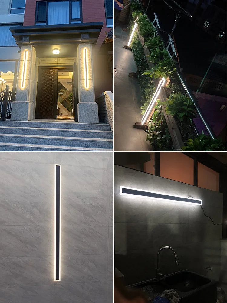 Modern Modern Waterproof outdoor Long Strip LED wall lamps IP65 Aluminum Wall Light Garden porch Sconce Lights 110V 220V wall washer