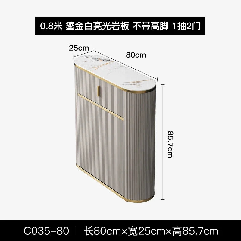 Ultra-thin dining side cabinet, light luxury style small apartment, entrance cabinet, modern simple rock slab living room