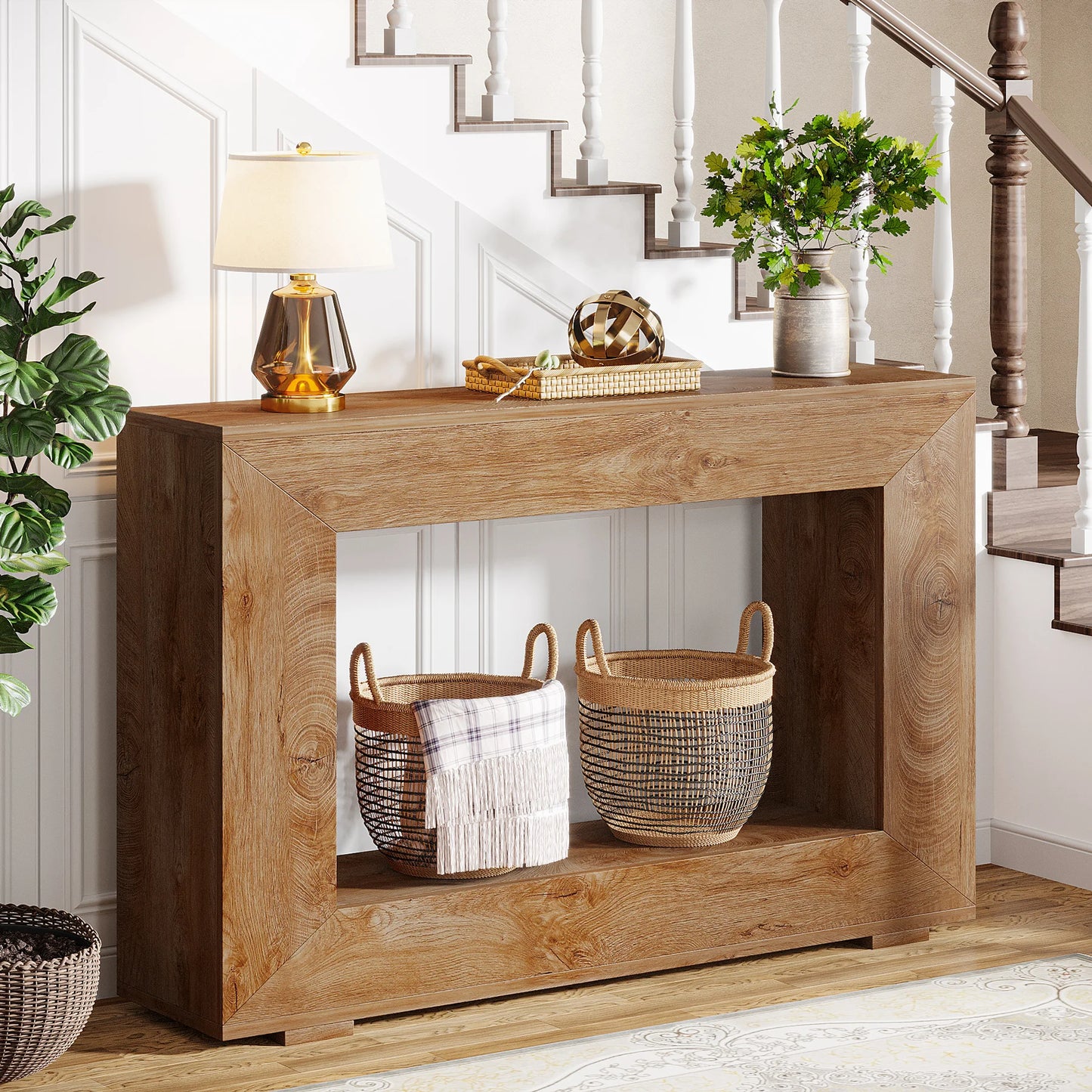 Tribesigns 47" Farmhouse Console Table with Storage, Industrial Hallway Sofa Table for Entryway, Living Room