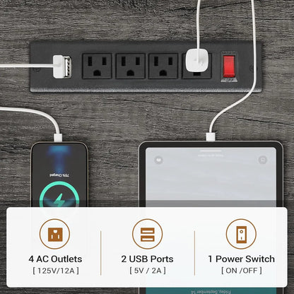 Computer Desk, Reversible U Shaped Office Desk with 3 Fabric Drawers and Power Outlet, Corner Gaming Desk with LED Lights