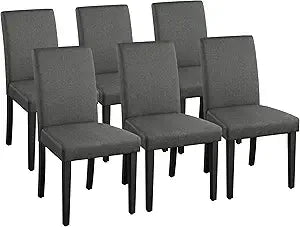 Dining Chairs Set of 6 Faux Leather Modern Dining Room Chairs with Rubberwood Legs and Padded Seat for Kitchen/Living Room/Rest