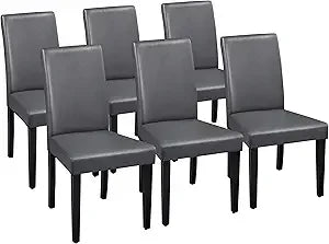 Dining Chairs Set of 6 Faux Leather Modern Dining Room Chairs with Rubberwood Legs and Padded Seat for Kitchen/Living Room/Rest