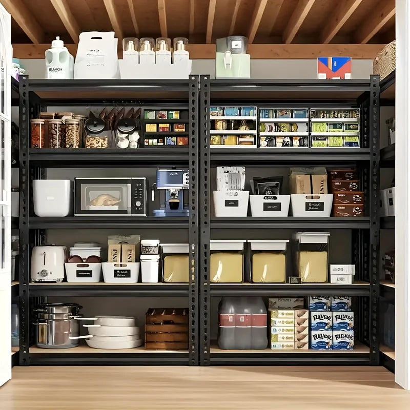 5-Tier Heavy Duty Shelving Unit 2000LBS Capacity - 72"W x 36"D x 16"H Industrial Storage Rack, Matte Black Garage Shelves