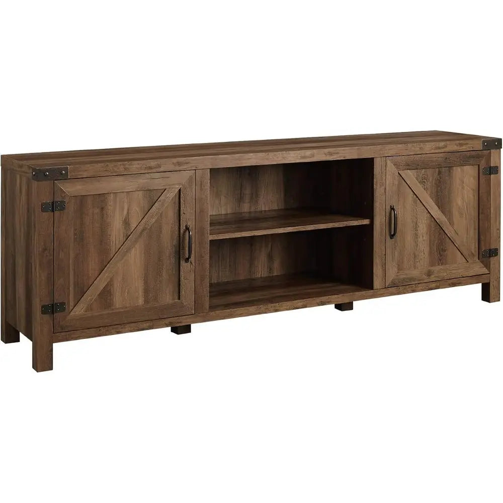 Rustic Oak 70 TV Stand with Double Barn Doors, Fits TVs up to 80, 15.75W x 70H x 24D