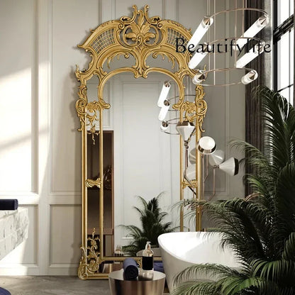 U Art Irregular Gold Mirror Large Modern Hall Floor Aesthetic House Living Room Mirrors Full Body Gothic Espejo Room Decoration