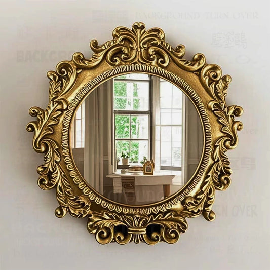 Wedding Custom Mirror Golden Retro Decorative Vanity Mirror Vintage Style  Mirror Antique Inspired Living Room Mirror M001