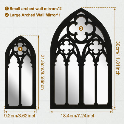 3-piece set of acrylic Gothic cathedral window mirrors Baroque home decoration wall mirrors suitable for living rooms