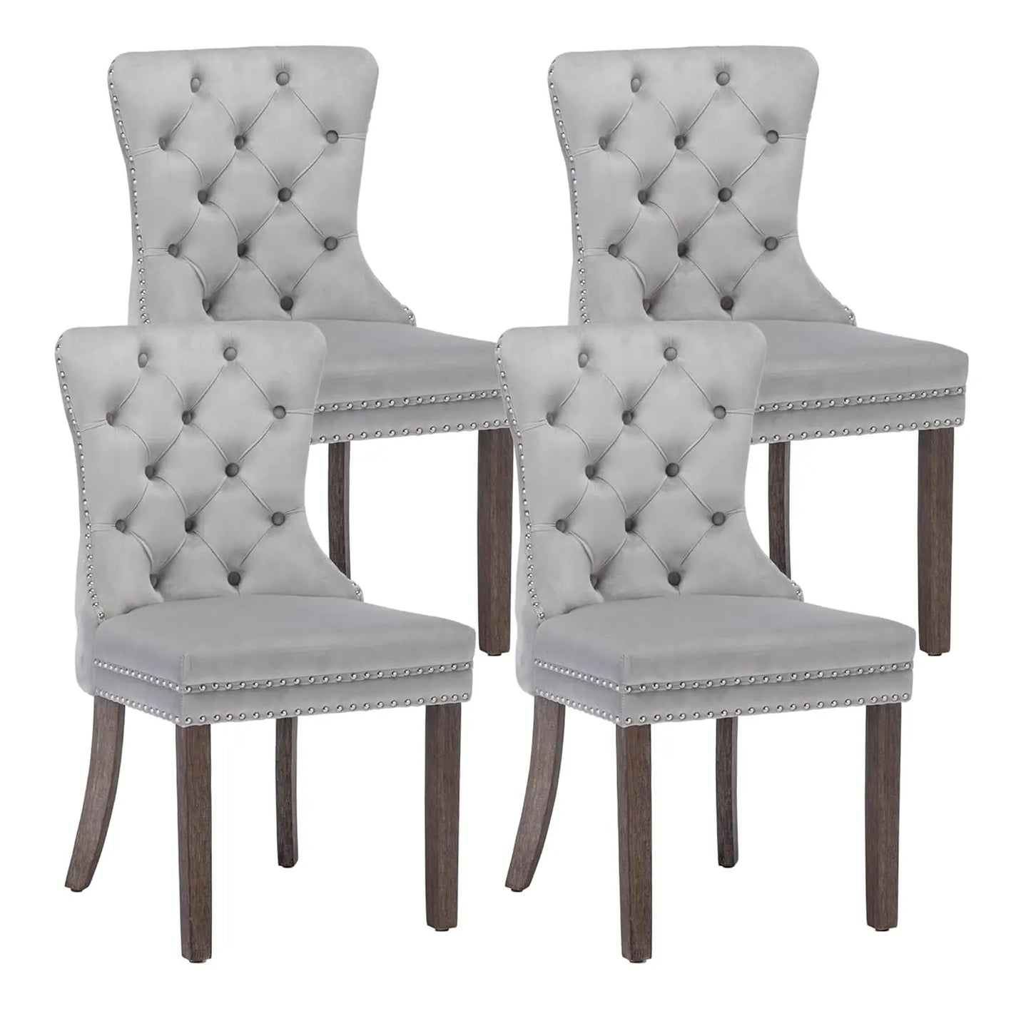 Velvet Dining Chairs Set of 4, Upholstered High-end Tufted Dining Room Chair with Nailhead Back Ring Pull Trim, Customized