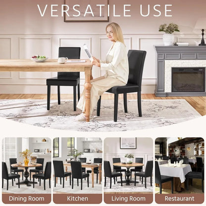 Dining Chairs Set of 6 Faux Leather Modern Dining Room Chairs with Rubberwood Legs and Padded Seat for Kitchen/Living Room/Rest