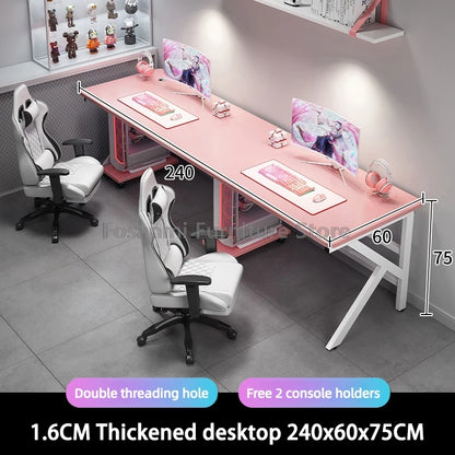 Large 2-Person Gamer PC Desk with K-Shaped Leg Modern Office Double Computer Desks Spacious Home Study Gaming Long Table for Two