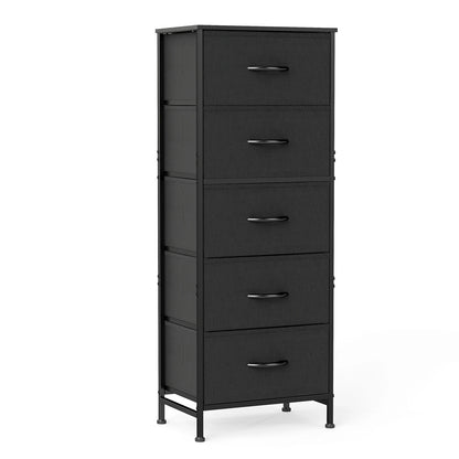 JHK 48IN Dresser For Bedroom With 5 Fabric Drawers Nightstand Wardrobe Steel Frame Closet For Clothes Storage Cabinet Furniture