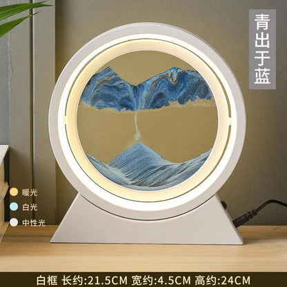 LED Moving Sand Art Table Lamp Quicksand Night Light 3D Sandscape Hourglass Bedside Lamps Flowing Sand Painting Home Decor Gifts