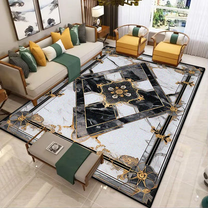 Modern Golden Frame Luxury Carpet Washable Lounge Rug Large Area Living Room Sofa Decoration Rug Bedroom Decor Bedside Floor Mat