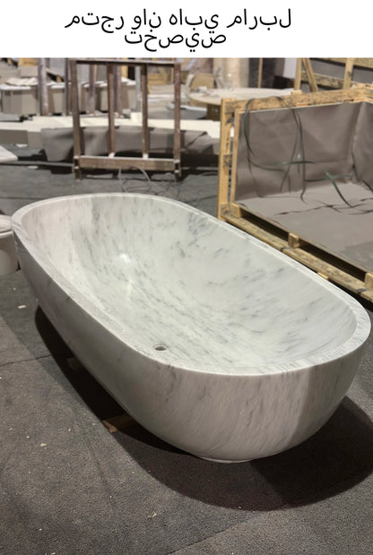 Custom Luxury Marble Bathtub-Hand Carved Solid Stone Bathtub, Independent Bathtub for Master Bathroom and Designed Centerpiece