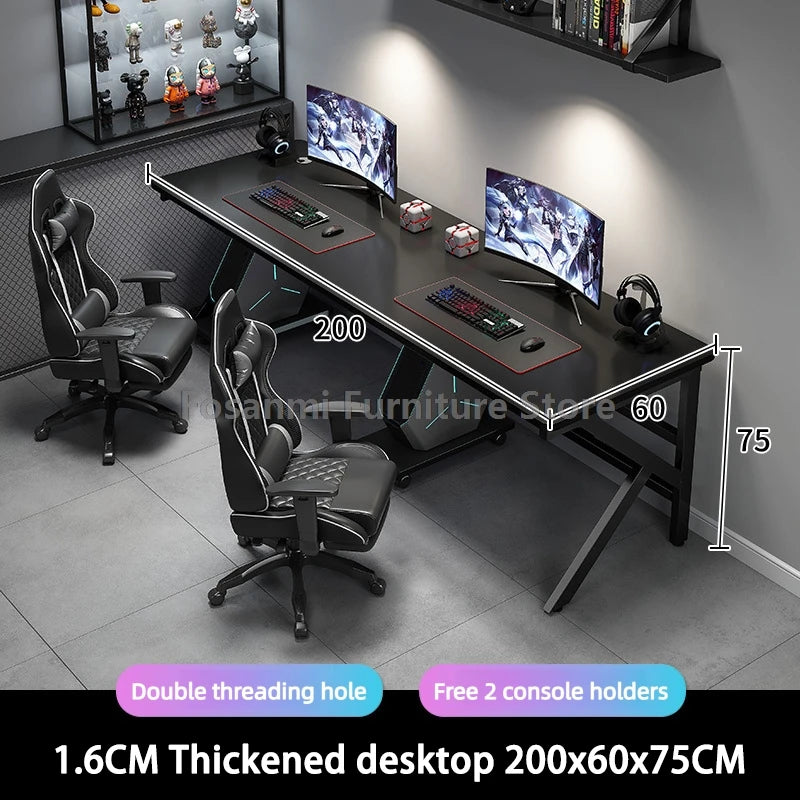 Large 2-Person Gamer PC Desk with K-Shaped Leg Modern Office Double Computer Desks Spacious Home Study Gaming Long Table for Two