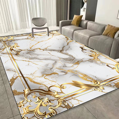 Modern Golden Frame Luxury Carpet Washable Lounge Rug Large Area Living Room Sofa Decoration Rug Bedroom Decor Bedside Floor Mat
