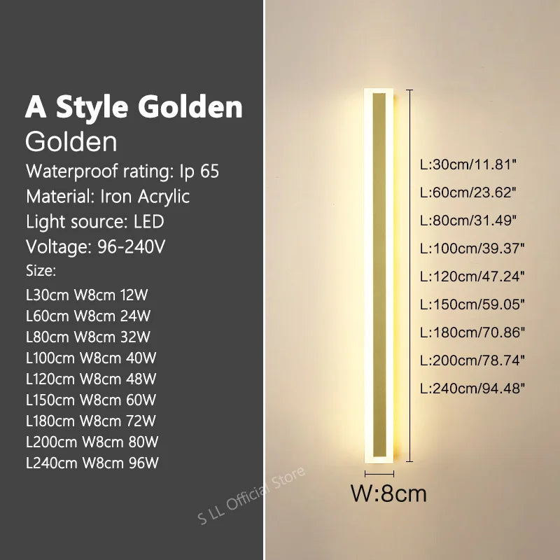 Modern Modern Waterproof outdoor Long Strip LED wall lamps IP65 Aluminum Wall Light Garden porch Sconce Lights 110V 220V wall washer