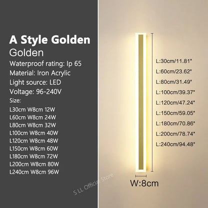 Modern Modern Waterproof outdoor Long Strip LED wall lamps IP65 Aluminum Wall Light Garden porch Sconce Lights 110V 220V wall washer