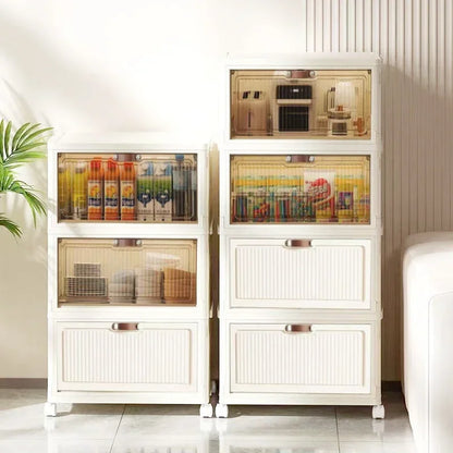 Multilayer Folding Storage Cabinet Multifunction Dustproof Wardrobe Easy-to-Install Closet Organizer for Sundries Locker