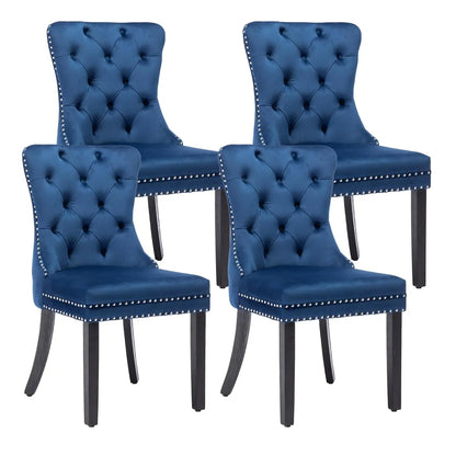 Velvet Dining Chairs Set of 4, Upholstered High-end Tufted Dining Room Chair with Nailhead Back Ring Pull Trim, Customized