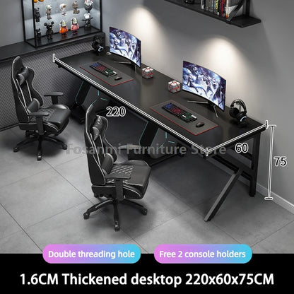 Large 2-Person Gamer PC Desk with K-Shaped Leg Modern Office Double Computer Desks Spacious Home Study Gaming Long Table for Two