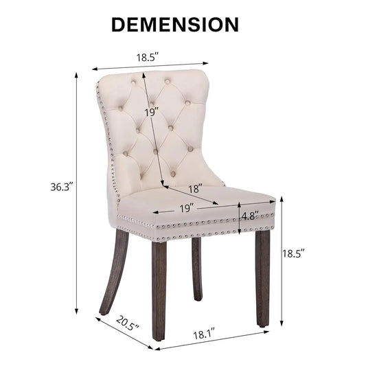 Velvet Dining Chairs Set of 4, Upholstered High-end Tufted Dining Room Chair with Nailhead Back Ring Pull Trim, Customized