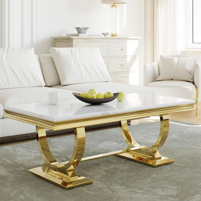 Coffee Table, Rectangle Marble Living Room Tea Table, Elegant Coffee Table for Living Room, Guest Hall