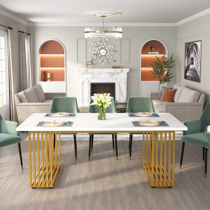 Tribesigns Modern Office Desk, 70.9" Wooden Computer Desk,Executive Desk with Gold Metal Legs, Large Workstation Home Office