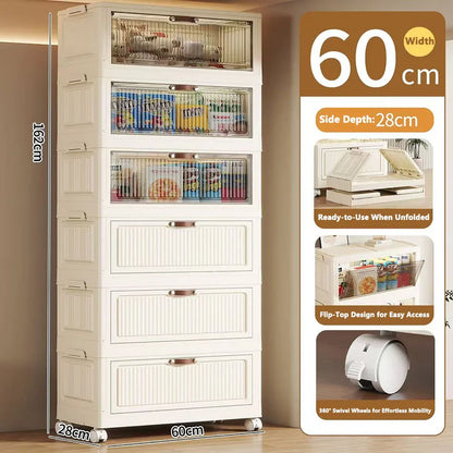 Multilayer Folding Storage Cabinet Multifunction Dustproof Wardrobe Easy-to-Install Closet Organizer for Sundries Locker