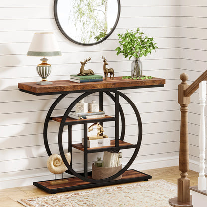 4 Way Table Console Table, 4-Tier Entryway Table, 41.3-Inch Industrial Sofa Table ...