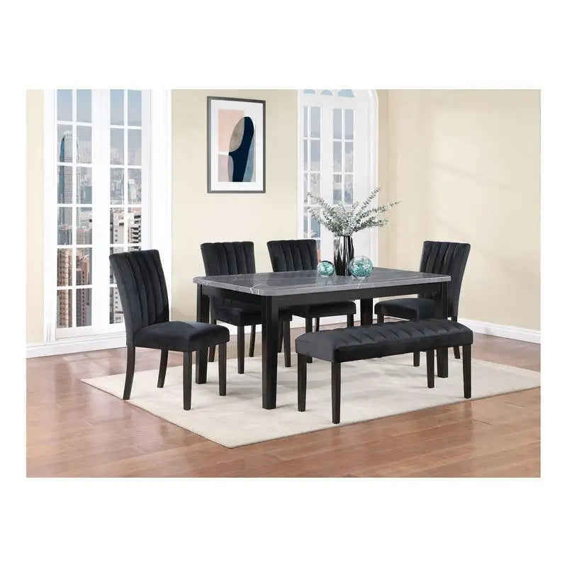 Dining Table with 4 Chairs and Bench Set