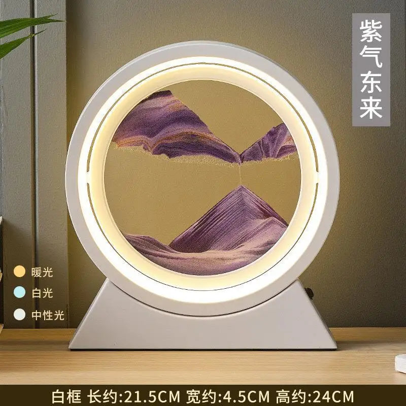 LED Moving Sand Art Table Lamp Quicksand Night Light 3D Sandscape Hourglass Bedside Lamps Flowing Sand Painting Home Decor Gifts