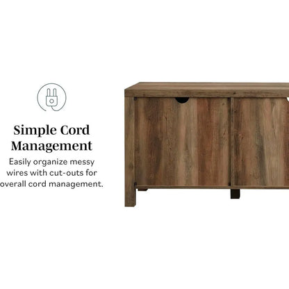 Rustic Oak 70 TV Stand with Double Barn Doors, Fits TVs up to 80, 15.75W x 70H x 24D