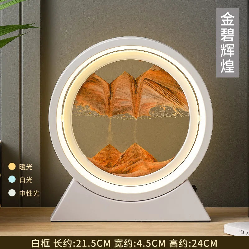 LED Moving Sand Art Table Lamp Quicksand Night Light 3D Sandscape Hourglass Bedside Lamps Flowing Sand Painting Home Decor Gifts