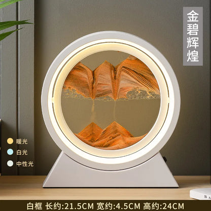 LED Moving Sand Art Table Lamp Quicksand Night Light 3D Sandscape Hourglass Bedside Lamps Flowing Sand Painting Home Decor Gifts
