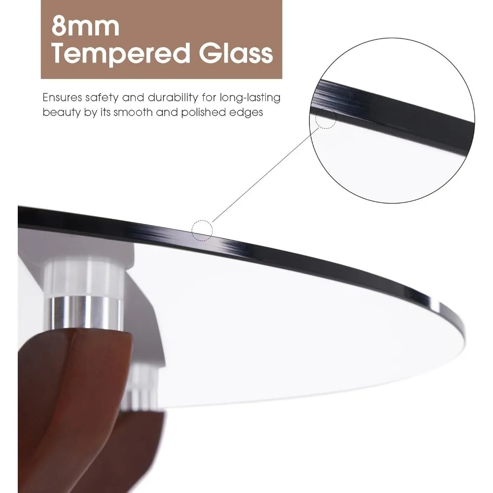 Small Glass Dining Table for 2-4 People,31.5-Inch Round Coffee Table with Solid Wood Legs, Mid-Century Modern Kitchen,Customized