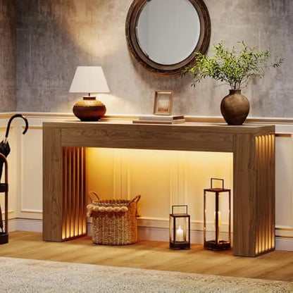 Console Table for Living Room, Farmhouse Entryway Table with Vertical Legs,Rectangular Sofa Tables Accent Table, Hallway, Foyer