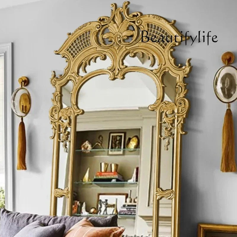 U Art Irregular Gold Mirror Large Modern Hall Floor Aesthetic House Living Room Mirrors Full Body Gothic Espejo Room Decoration
