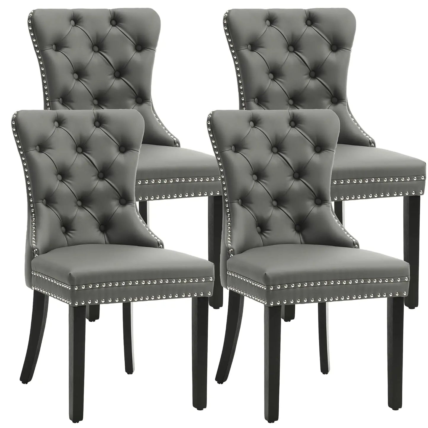 Velvet Dining Chairs Set of 4, Upholstered High-end Tufted Dining Room Chair with Nailhead Back Ring Pull Trim, Customized