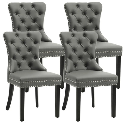 Velvet Dining Chairs Set of 4, Upholstered High-end Tufted Dining Room Chair with Nailhead Back Ring Pull Trim, Customized