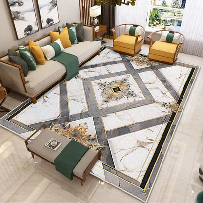 Modern Golden Frame Luxury Carpet Washable Lounge Rug Large Area Living Room Sofa Decoration Rug Bedroom Decor Bedside Floor Mat