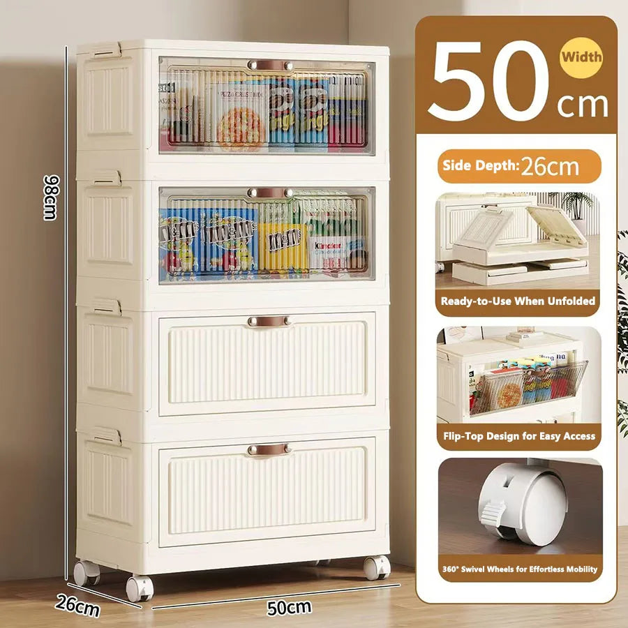 Multilayer Folding Storage Cabinet Multifunction Dustproof Wardrobe Easy-to-Install Closet Organizer for Sundries Locker