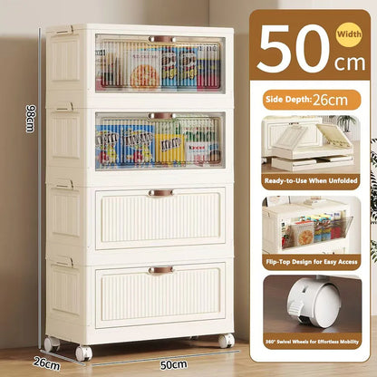 Multilayer Folding Storage Cabinet Multifunction Dustproof Wardrobe Easy-to-Install Closet Organizer for Sundries Locker