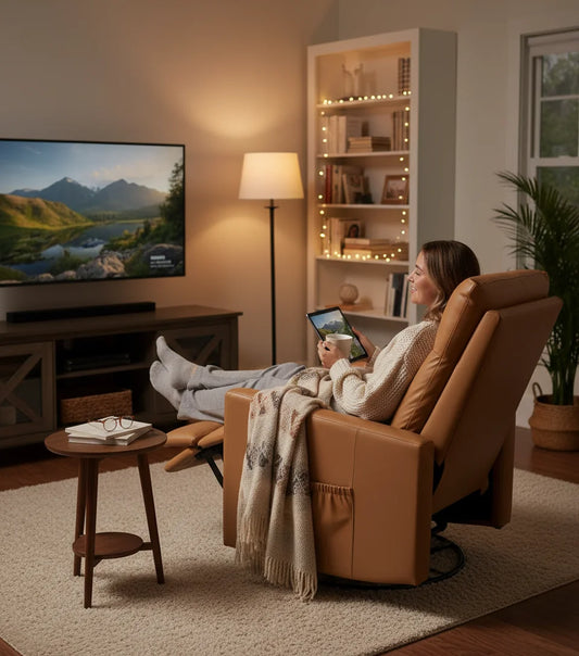 Swivel Rocker Recliner Chair for Adults Comfortable Upholstered Glider with High Back and Deep Seat for Living Room Furniture