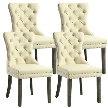 Velvet Dining Chairs Set of 4, Upholstered High-end Tufted Dining Room Chair with Nailhead Back Ring Pull Trim, Customized