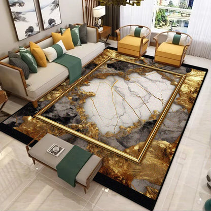 Modern Golden Frame Luxury Carpet Washable Lounge Rug Large Area Living Room Sofa Decoration Rug Bedroom Decor Bedside Floor Mat