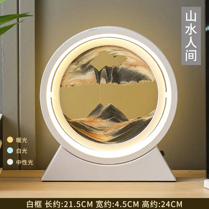 LED Moving Sand Art Table Lamp Quicksand Night Light 3D Sandscape Hourglass Bedside Lamps Flowing Sand Painting Home Decor Gifts