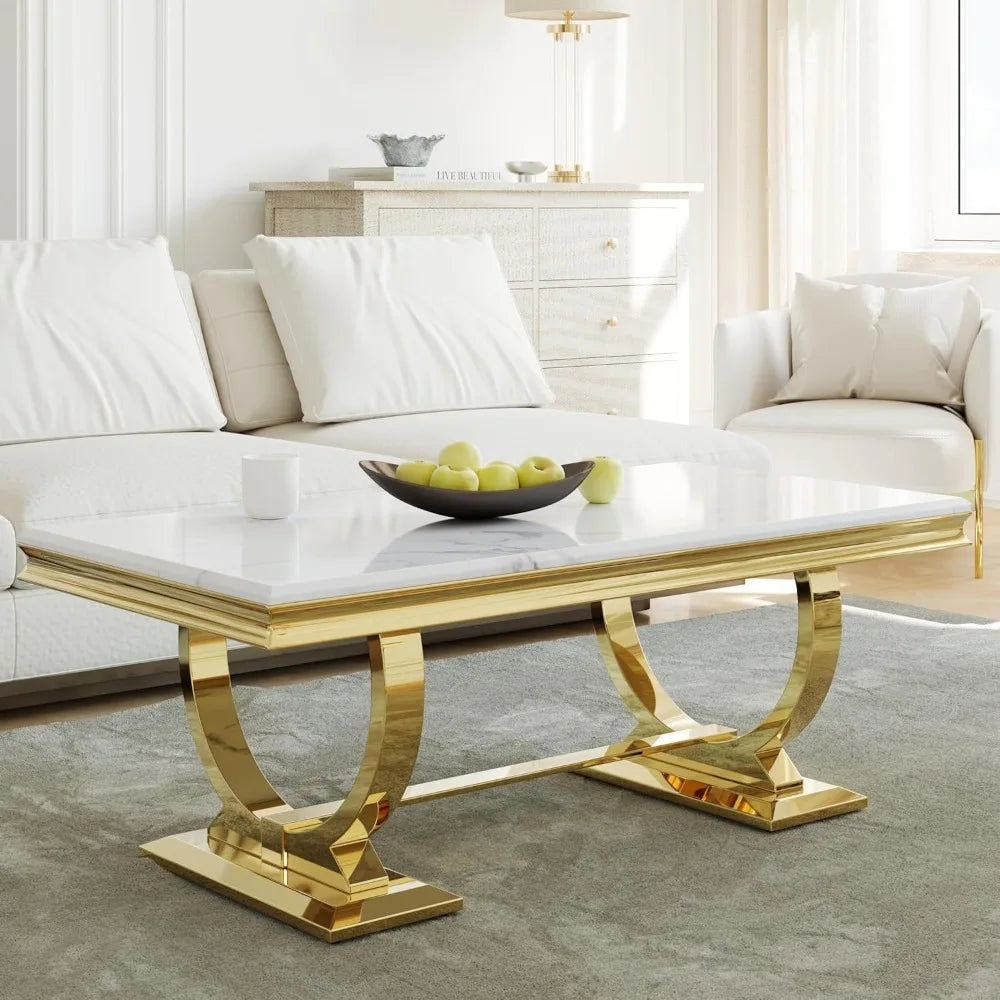 Coffee Table, Rectangle Marble Living Room Tea Table, Elegant Coffee Table for Living Room, Guest Hall