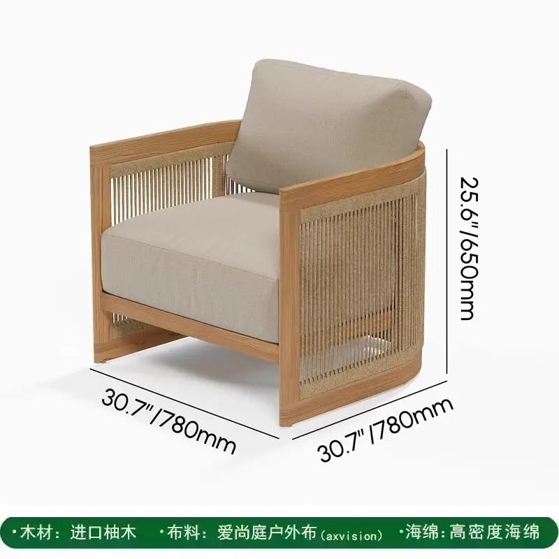 Nordic Style Outdoor Teak Woven Sofa Set Weather-Resistant Comfortable for Patios And Gardens